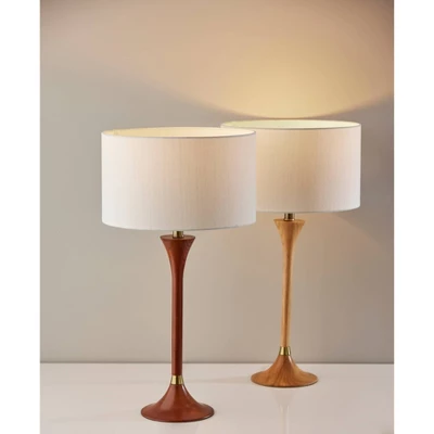 Rebecca Table Lamp Natural Rubberwood With Antique Brass Accent - Adesso 4 Rebecca Table Lamp Natural Rubberwood With Antique Brass Accent - Adesso - Image 2