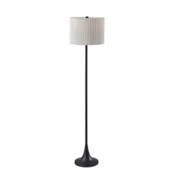 Adesso Eli Floor Lamp Black: 60" Tall, White Linen Shade, 3-Way Rotary Switch, UL Listed -Adesso GUEST ecb8f98b 7463 4f7d 85b8 c64f510c130a