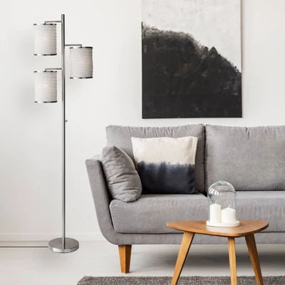 Bellows Tree Lamp Brushed Steel - Adesso 3 Bellows Tree Lamp Brushed Steel - Adesso