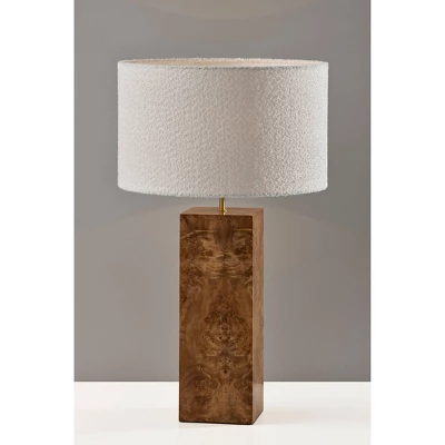 Adesso Frederick Tall Table Lamp: ETL Listed, 28.5" Height, White Boucle Drum Shade, Wood Base With Veneer, 100W 4 Adesso Frederick Tall Table Lamp: ETL Listed, 28.5" Height, White Boucle Drum Shade, Wood Base With Veneer, 100W - Image 2