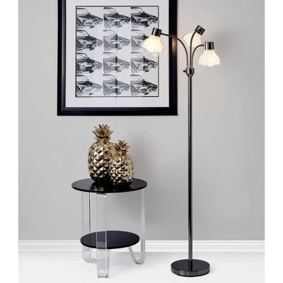 69" Presley 3 Arm Floor Lamp Off Black - Adesso 4 69" Presley 3 Arm Floor Lamp Off Black - Adesso - Image 2