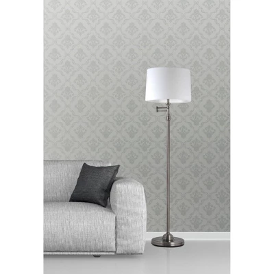 Adesso Aaron Swing Arm Floor Lamp Pewter: Linen Shade, Metal Body, UL Listed, 57.44" Height 3 Adesso Aaron Swing Arm Floor Lamp Pewter: Linen Shade, Metal Body, UL Listed, 57.44" Height